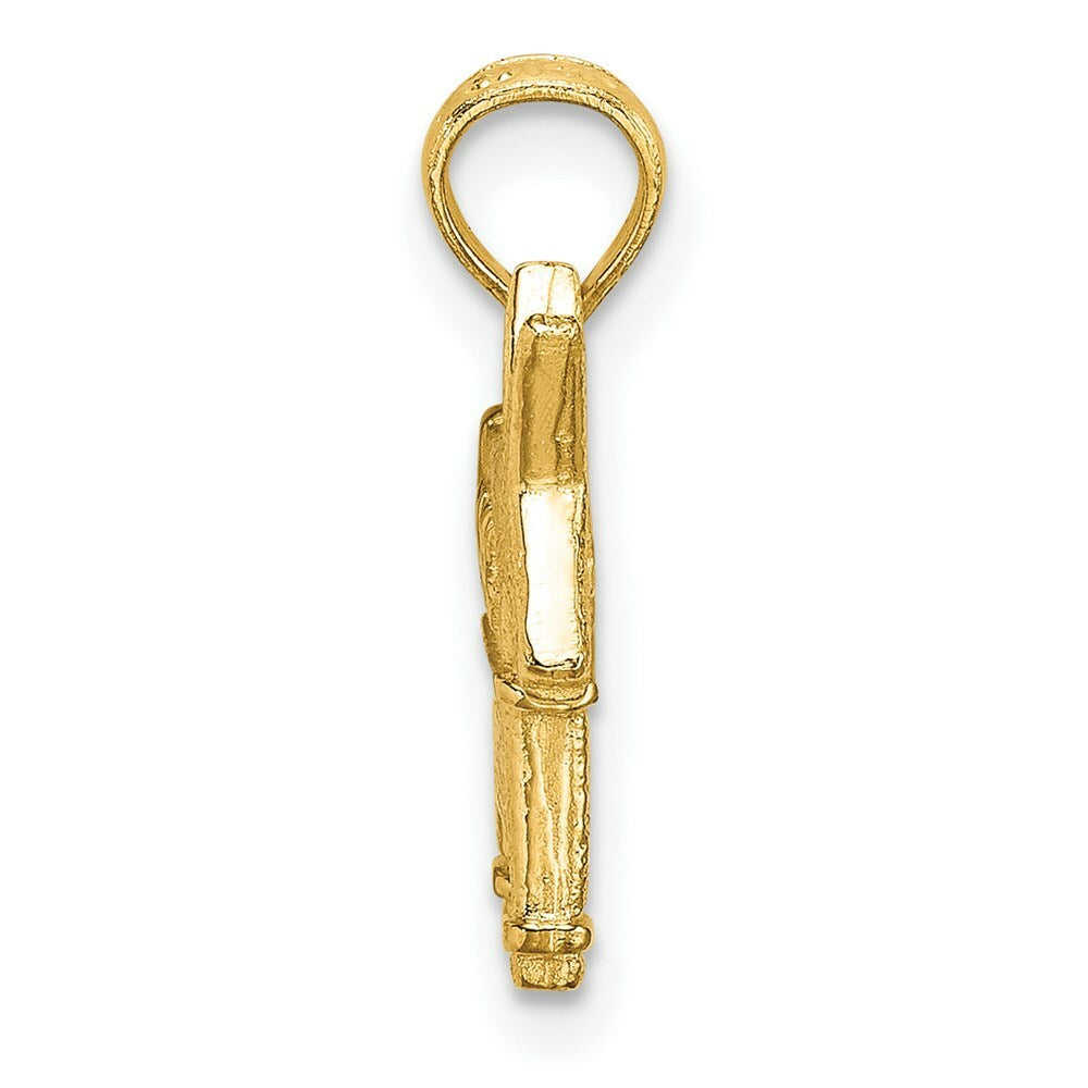 14K Yellow Gold 3-D Textured & Democratic Donkey Charm Pendant