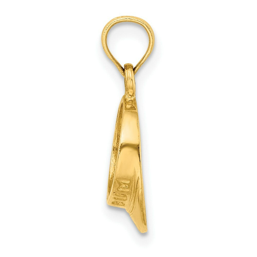 14K Yellow Gold 3-D Polished Beach Bum Sun Visor Charm Pendant