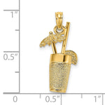 Load image into Gallery viewer, 14K Yellow Gold 3-D Textured Cocktail Drink Charm Pendant
