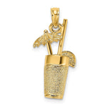 Load image into Gallery viewer, 14K Yellow Gold 3-D Textured Cocktail Drink Charm Pendant
