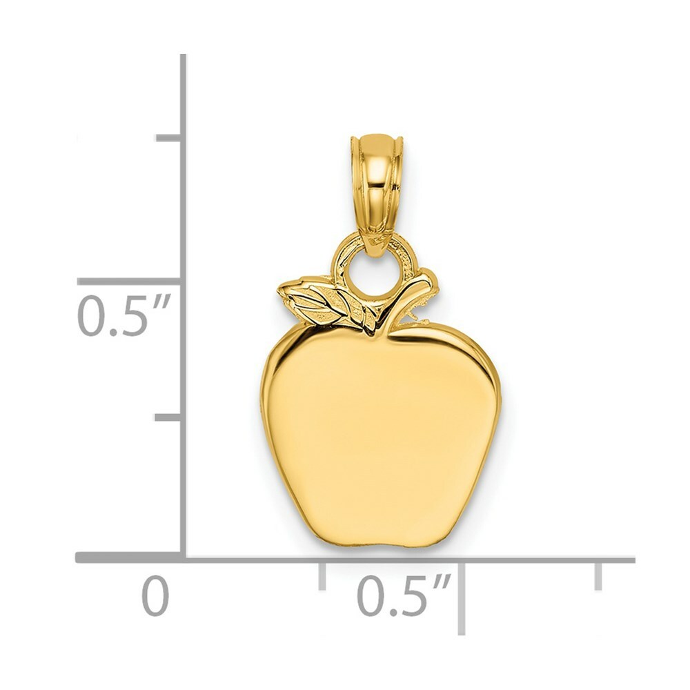 14K Yellow Gold 2-D Apple Charm Pendant