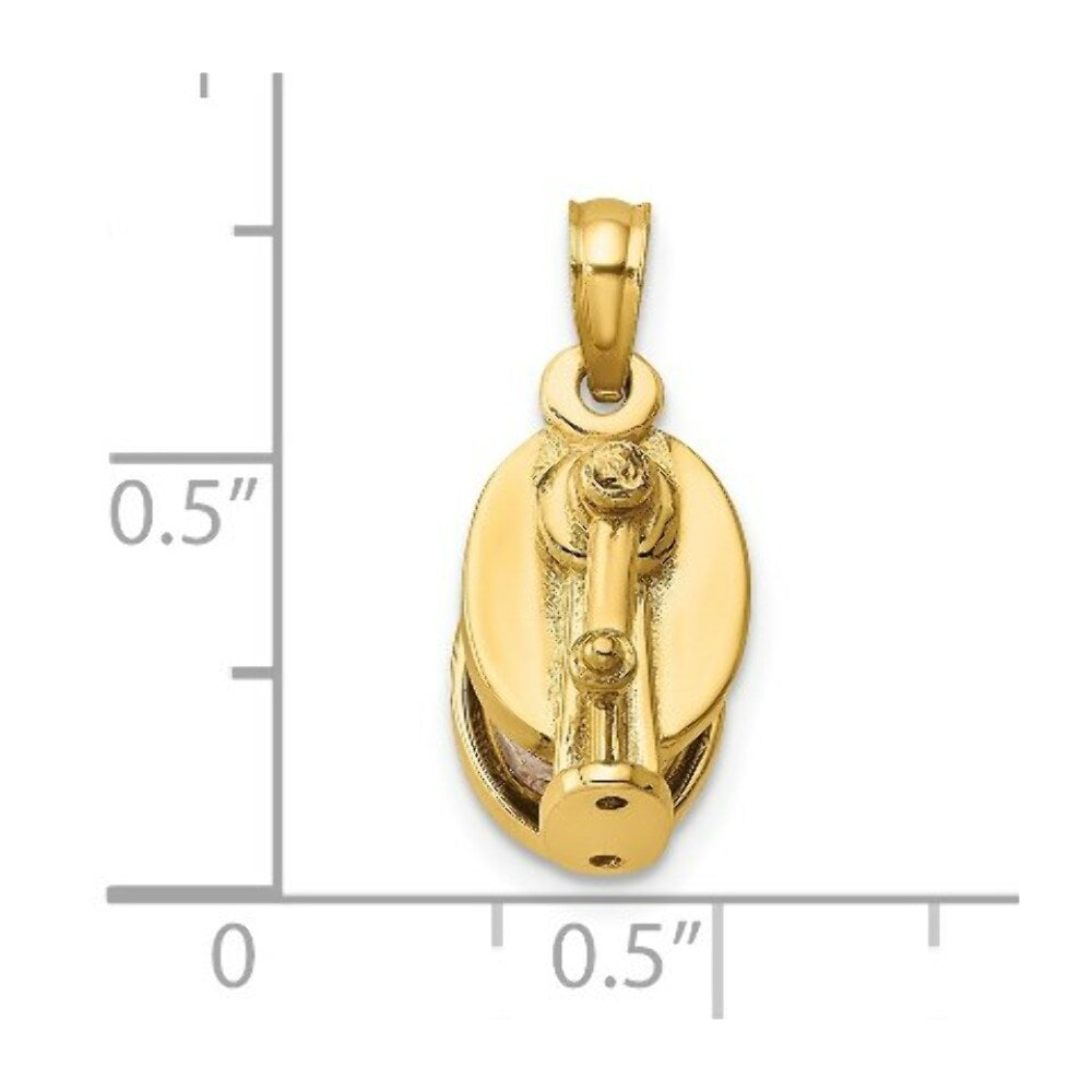 14K Yellow Gold 3-D Moveable Pencil Sharpener Charm Pendant