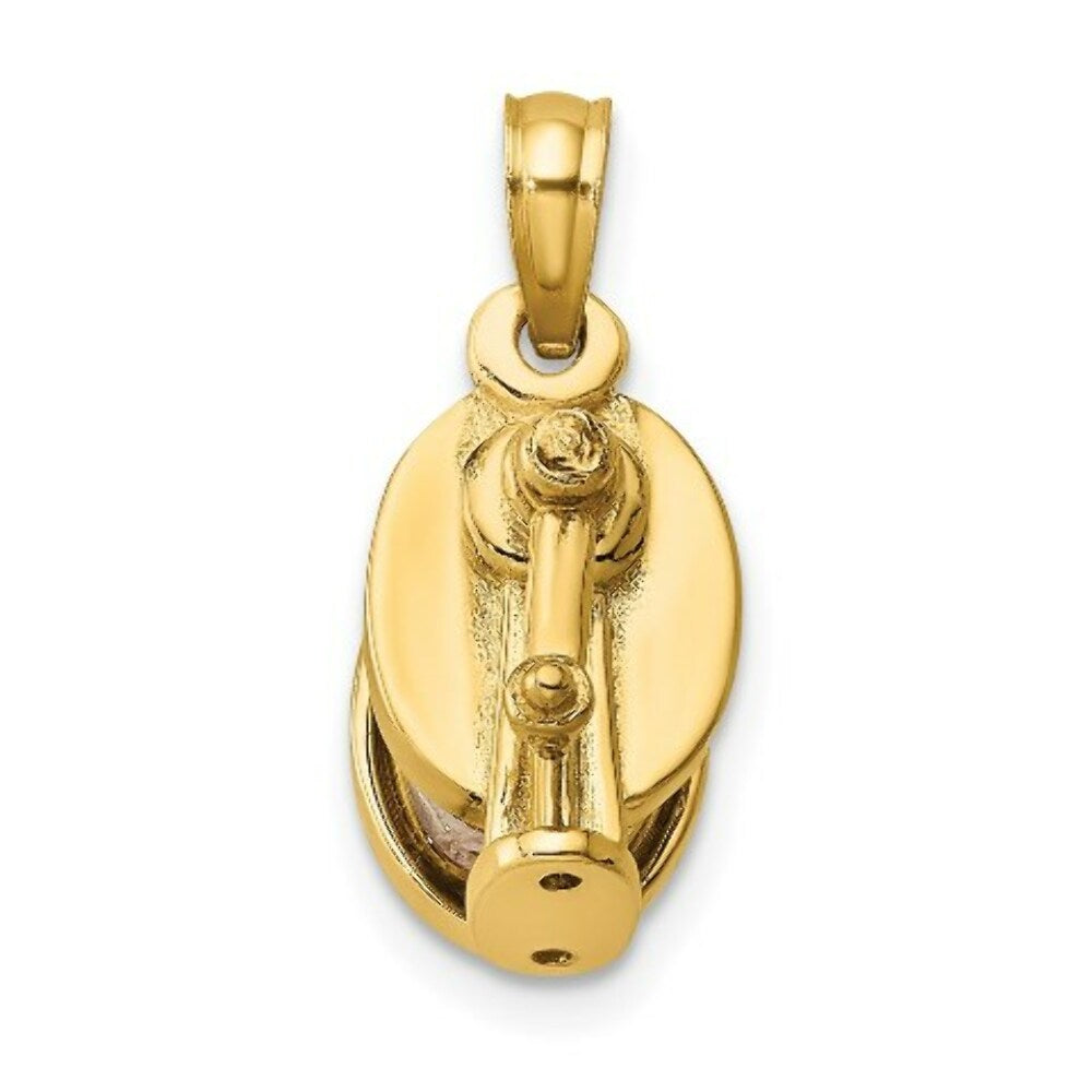 14K Yellow Gold 3-D Moveable Pencil Sharpener Charm Pendant