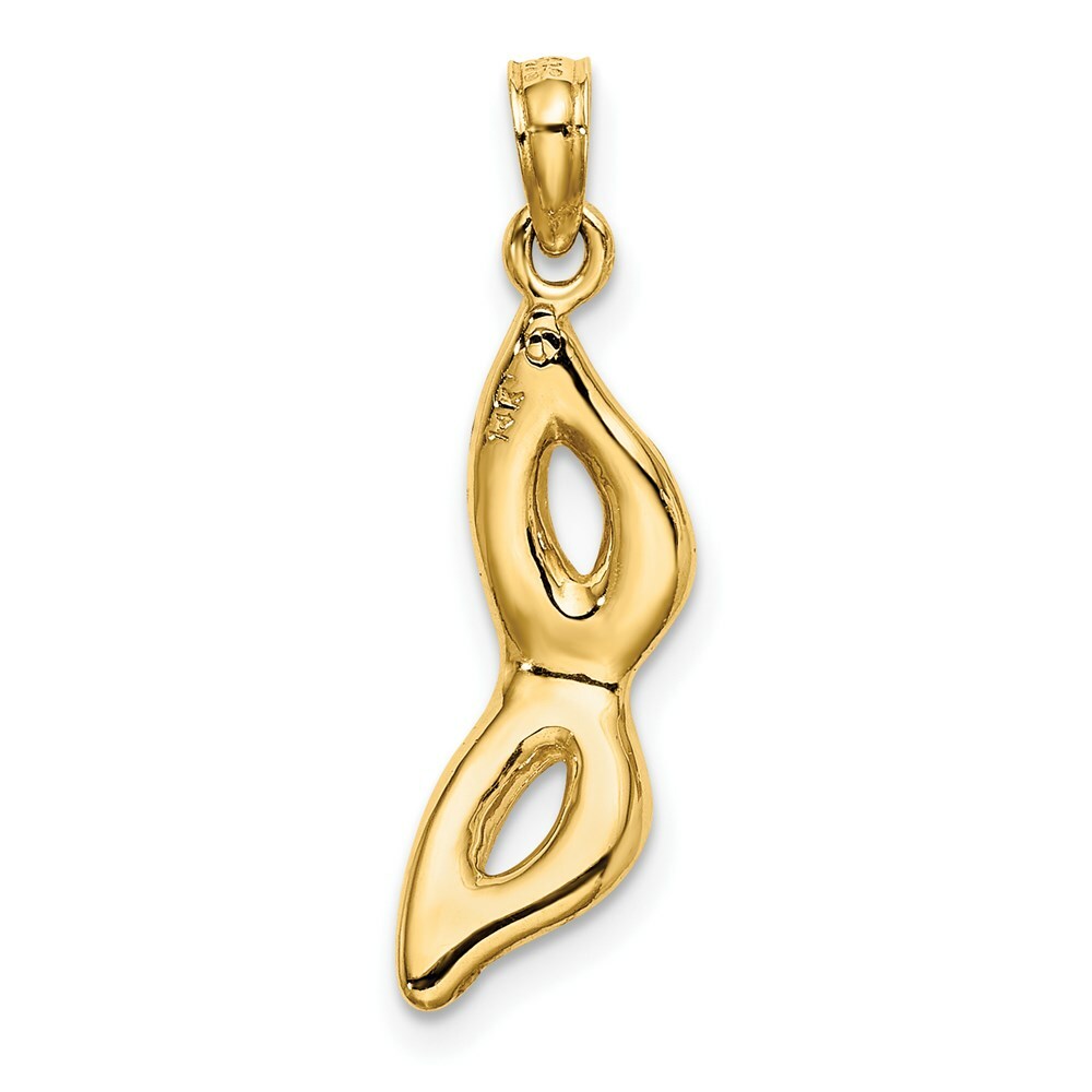 14K Yellow Gold 2-D Beveled MASQUERADE MASK Charm Pendant