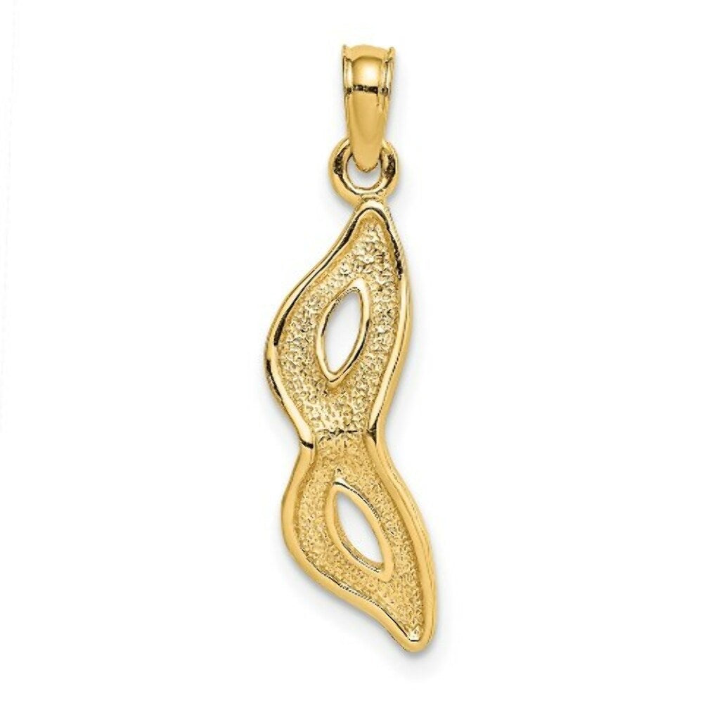 14K Yellow Gold 2-D Beveled MASQUERADE MASK Charm Pendant