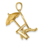 Load image into Gallery viewer, 14K Yellow Gold 3-D Beach Chair With Umbrella Charm Pendant
