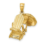 Load image into Gallery viewer, 14K Yellow Gold 3-D Beach Chair With Umbrella Charm Pendant
