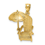 Load image into Gallery viewer, 14K Yellow Gold 3-D Beach Chair With Umbrella Charm Pendant
