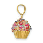 Load image into Gallery viewer, 14K Yellow Gold 3-D Cupcake Charm Pendant With Colored Bead Icing
