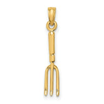 Load image into Gallery viewer, 14K Yellow Gold 3-D HP Fork Garden Tool Charm Pendant
