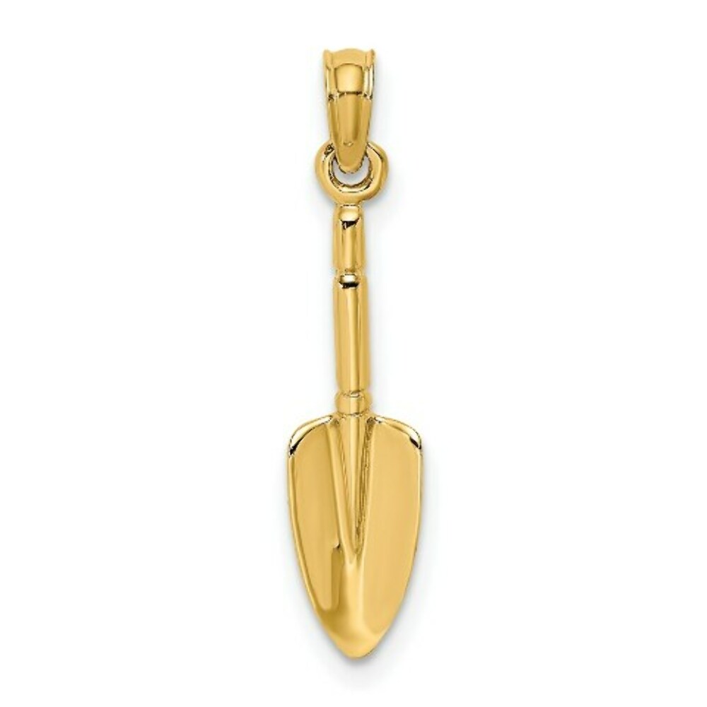 14K Yellow Gold 3-D Garden Trowel Tool Charm Pendant