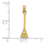 Load image into Gallery viewer, 14K Yellow Gold 3-D Leaf Rake Garden Tool Charm Pendant
