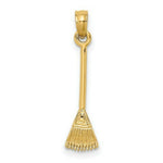Load image into Gallery viewer, 14K Yellow Gold 3-D Leaf Rake Garden Tool Charm Pendant
