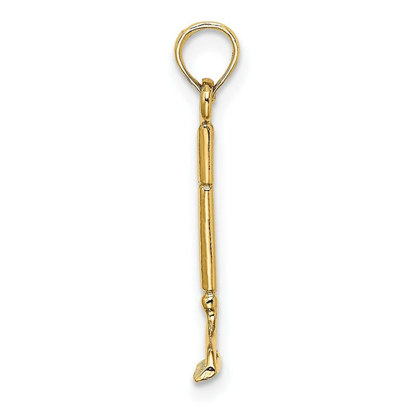 14K Yellow Gold 3-D LANDSCAPE RAKE GARDEN TOOL Charm Pendant