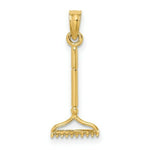 Load image into Gallery viewer, 14K Yellow Gold 3-D LANDSCAPE RAKE GARDEN TOOL Charm Pendant
