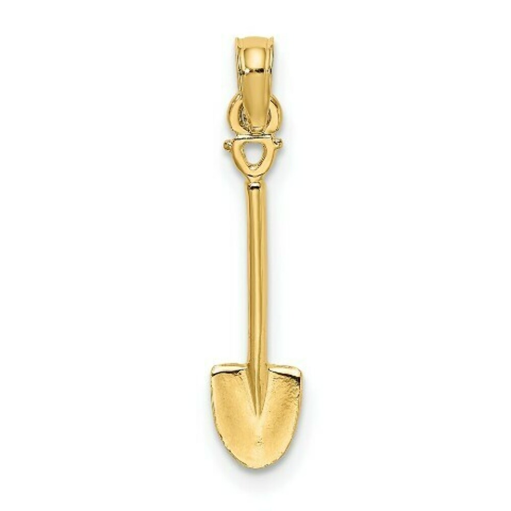 14K Yellow Gold 3-D Polished SHOVEL GARDEN TOOL Charm Pendant
