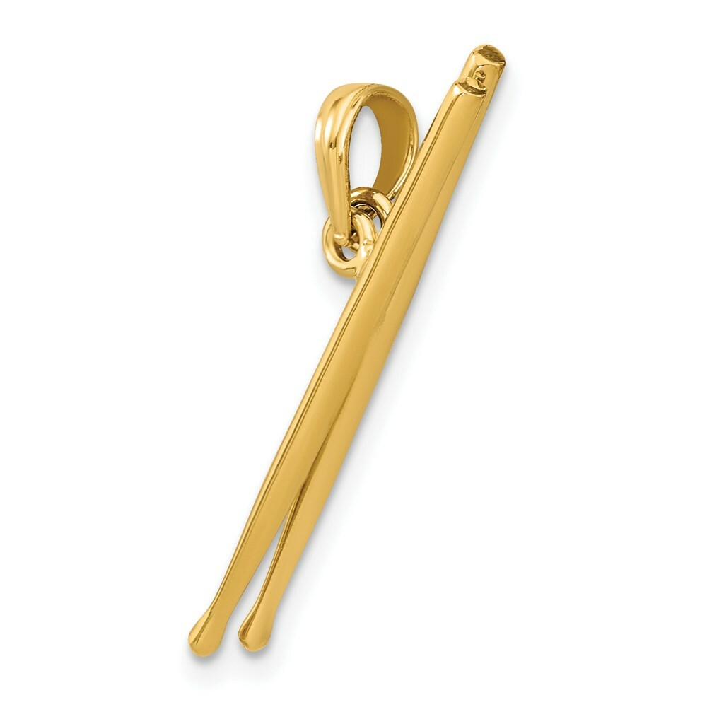 14K Yellow Gold 3-D Moveable DRUM StickS Charm Pendant