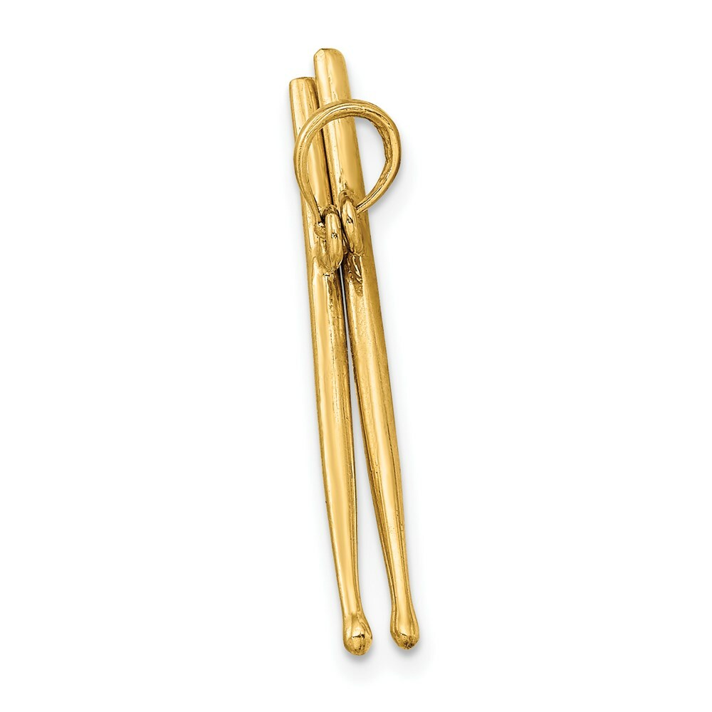 14K Yellow Gold 3-D Moveable DRUM StickS Charm Pendant