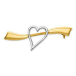 Load image into Gallery viewer, Solid Satin Polished Heart Pin in 14K Yellow Gold and Rhodium

