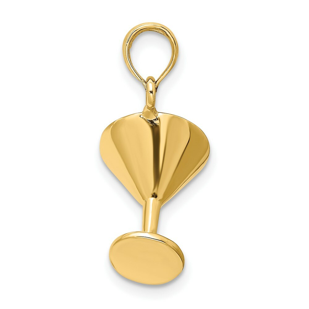 14K Yellow Gold 3-D & Polished Martini Glass Charm Pendant