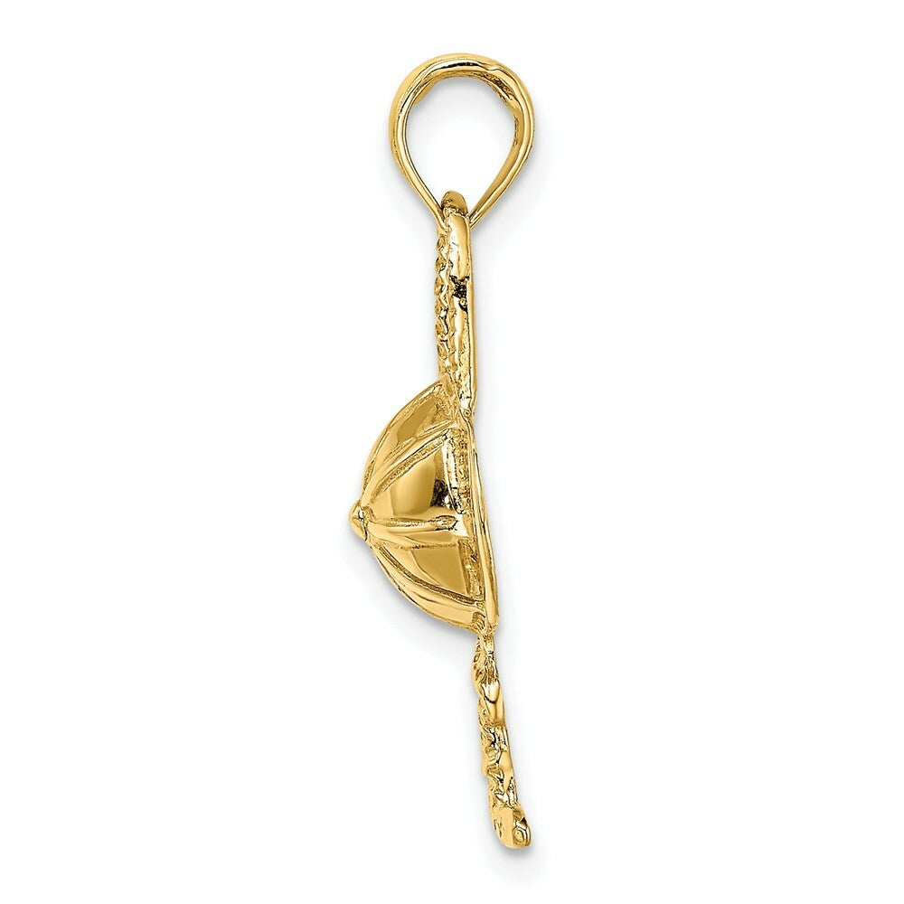 14K Yellow Gold 2-D JOCKEY HELMET & CROP Charm Pendant