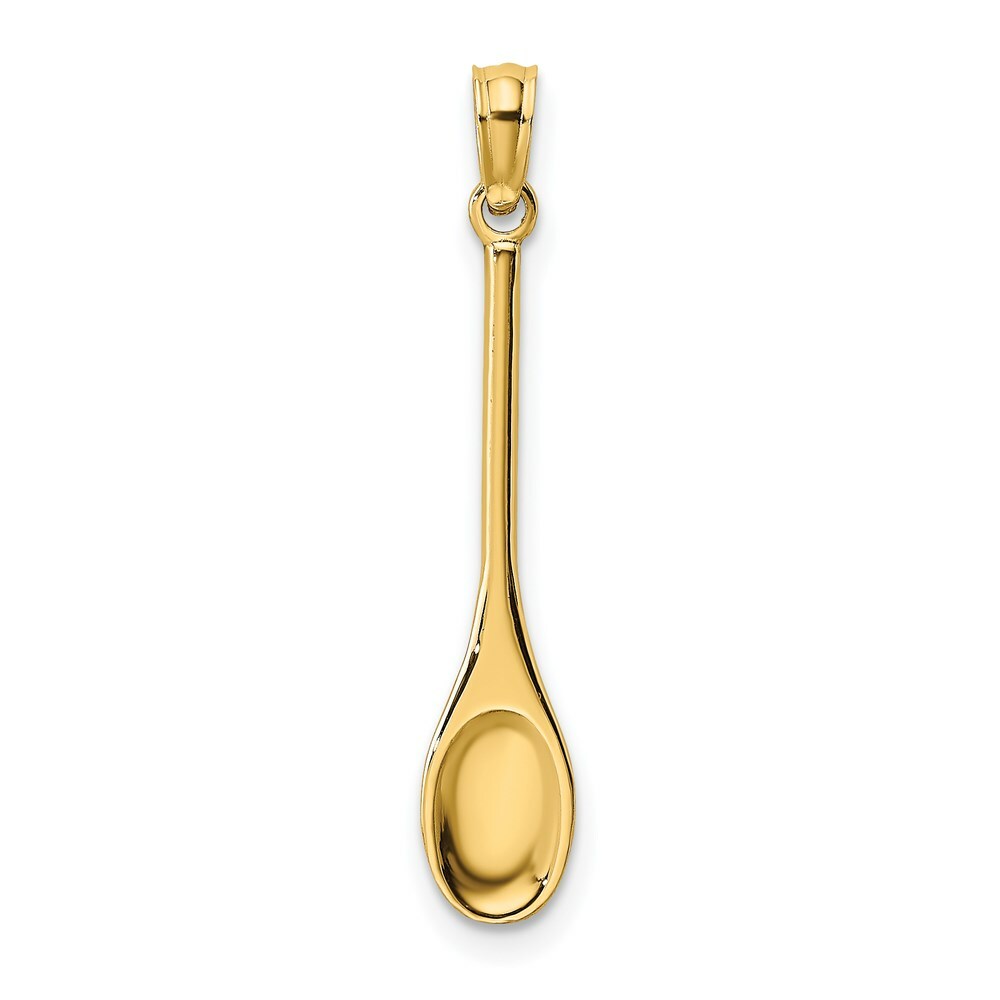 14K Yellow Gold Polished 3-D Wooden Spoon Charm Pendant