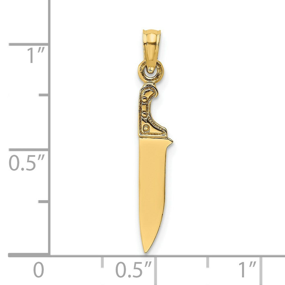 14K Yellow Gold 3-D & Polished Butcher Knife Charm Pendant