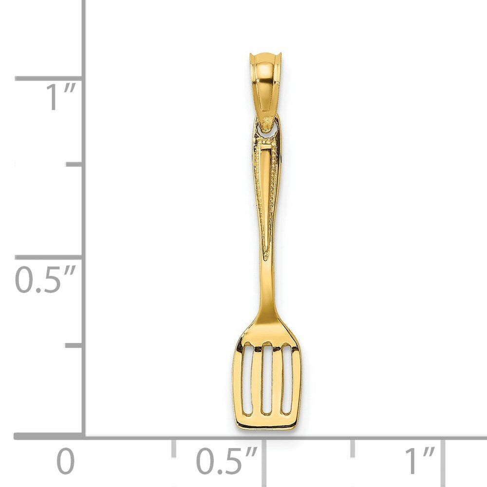 14K Yellow Gold 3-D & Polished Spatula Charm Pendant