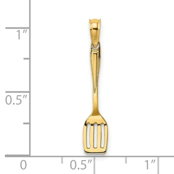 14K Yellow Gold 3-D & Polished Spatula Charm Pendant