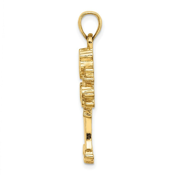 14K Yellow Gold 2-D & Cut-Out MONEY TREE Charm Pendant