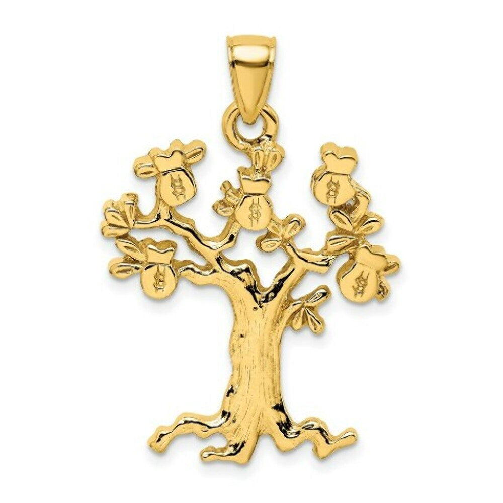 14K Yellow Gold 2-D & Cut-Out MONEY TREE Charm Pendant