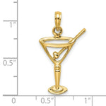 Load image into Gallery viewer, 14K Yellow Gold Polished and Cut-Out MARTINI With OLive Charm Pendant
