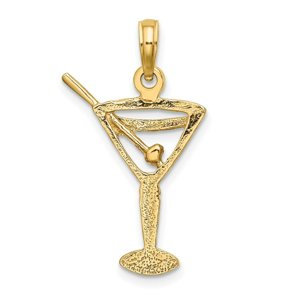 14K Yellow Gold Polished and Cut-Out MARTINI With OLive Charm Pendant
