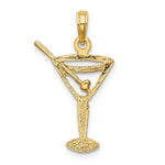 Load image into Gallery viewer, 14K Yellow Gold Polished and Cut-Out MARTINI With OLive Charm Pendant
