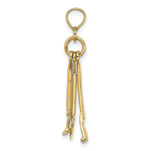 14K Yellow Gold 3-D Moveable Garden Tool Collection Charm Pendant