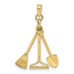 Load image into Gallery viewer, 14K Yellow Gold 3-D Moveable Garden Tool Collection Charm Pendant
