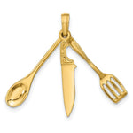 Load image into Gallery viewer, 14K Yellow Gold 3-D Moveable Spatula, Spoon, &amp; Knife Charm Pendant
