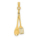 Load image into Gallery viewer, 14K Yellow Gold 3-D Moveable Wooden Spoon &amp; Spatula Charm Pendant

