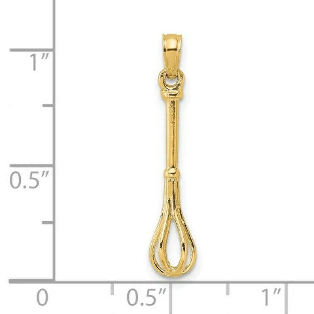 14K Yellow Gold 3-D & Polished Whisk Charm Pendant