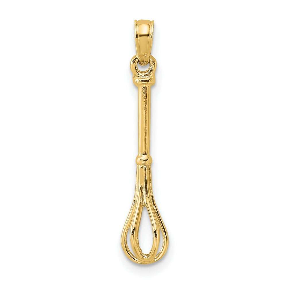 14K Yellow Gold 3-D & Polished Whisk Charm Pendant