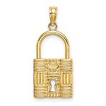 Load image into Gallery viewer, 14K Yellow Gold 3-D Padlock With Key Hole Charm Pendant
