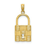 Load image into Gallery viewer, 14K Yellow Gold 3-D Padlock With Key Hole Charm Pendant

