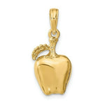 Load image into Gallery viewer, 14K Yellow Gold 3-D Apple With Stem &amp; Leaf Charm Pendant

