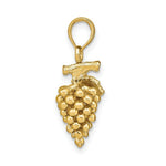 Load image into Gallery viewer, 14K Yellow Gold 3-D Grapes With Stem &amp; Leaf Charm Pendant
