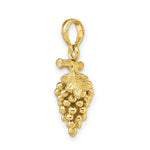 Load image into Gallery viewer, 14K Yellow Gold 3-D Grapes With Stem &amp; Leaf Charm Pendant
