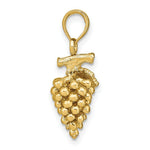 Load image into Gallery viewer, 14K Yellow Gold 3-D Grapes With Stem &amp; Leaf Charm Pendant
