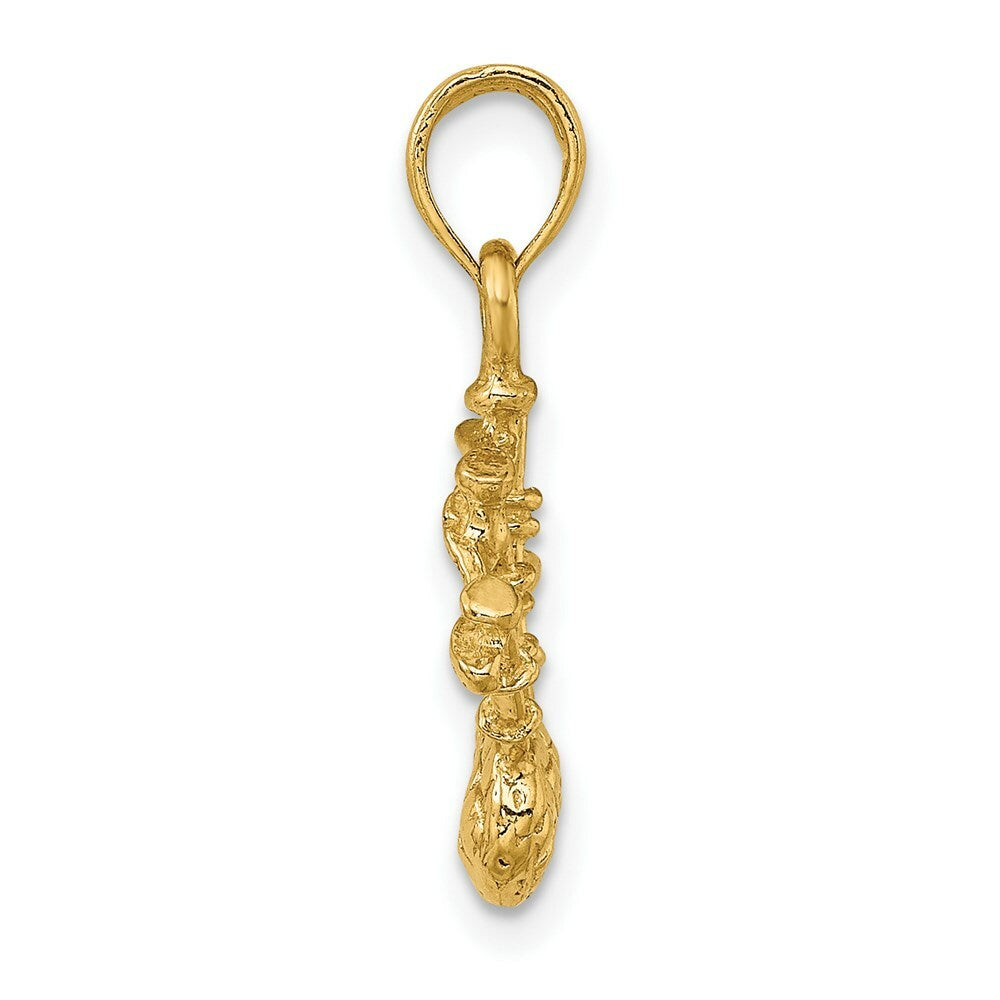 14K Yellow Gold 2-D BAGPIPES Charm Pendant