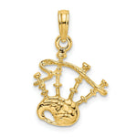 Load image into Gallery viewer, 14K Yellow Gold 2-D BAGPIPES Charm Pendant
