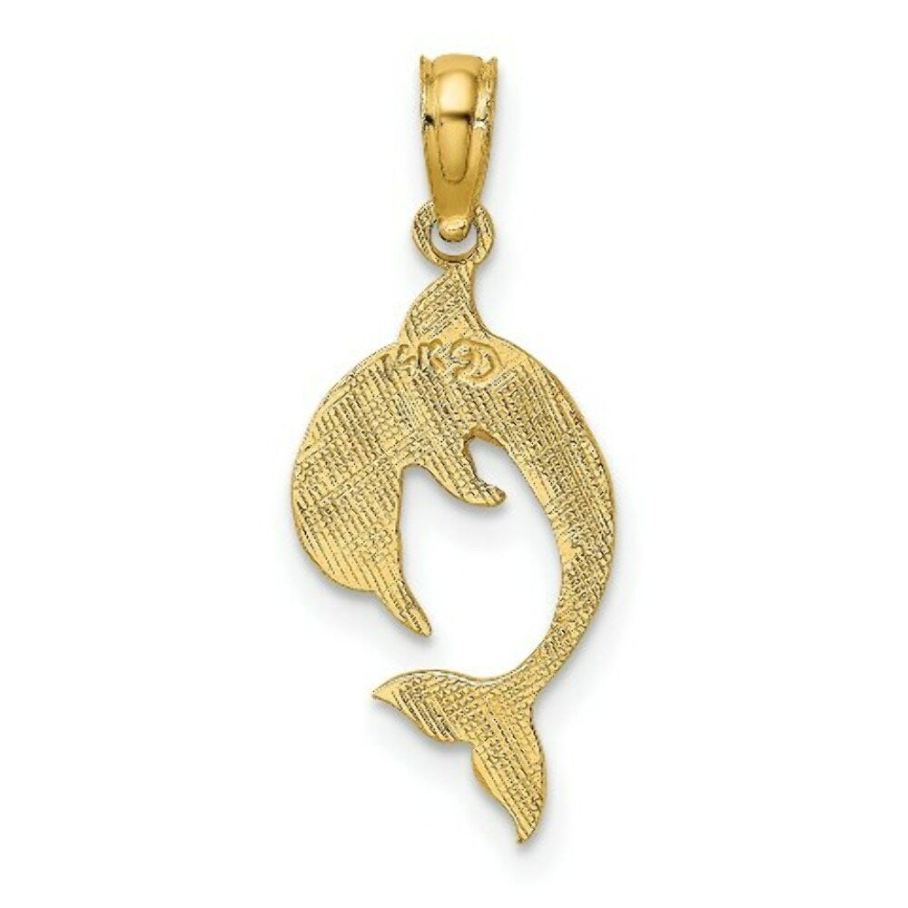 14K Yellow Gold Flat & Polished Dolphin Charm Pendant