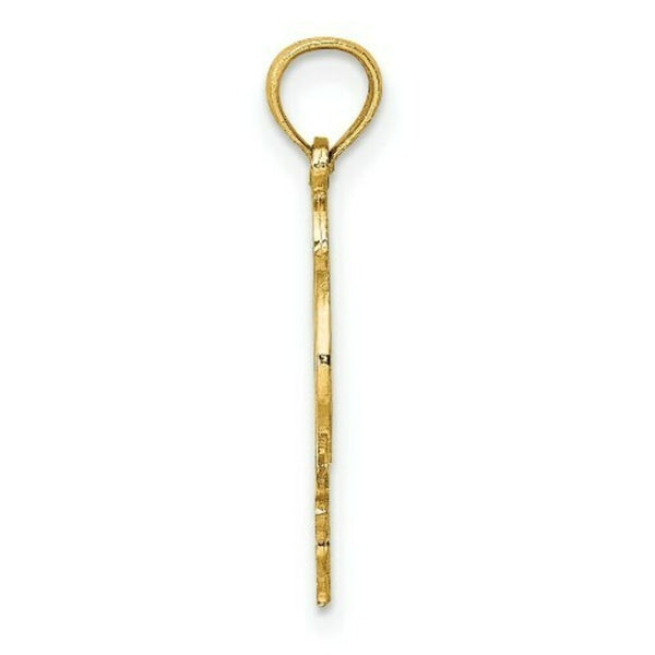 14K Yellow Gold Flat & Polished Dolphin Charm Pendant